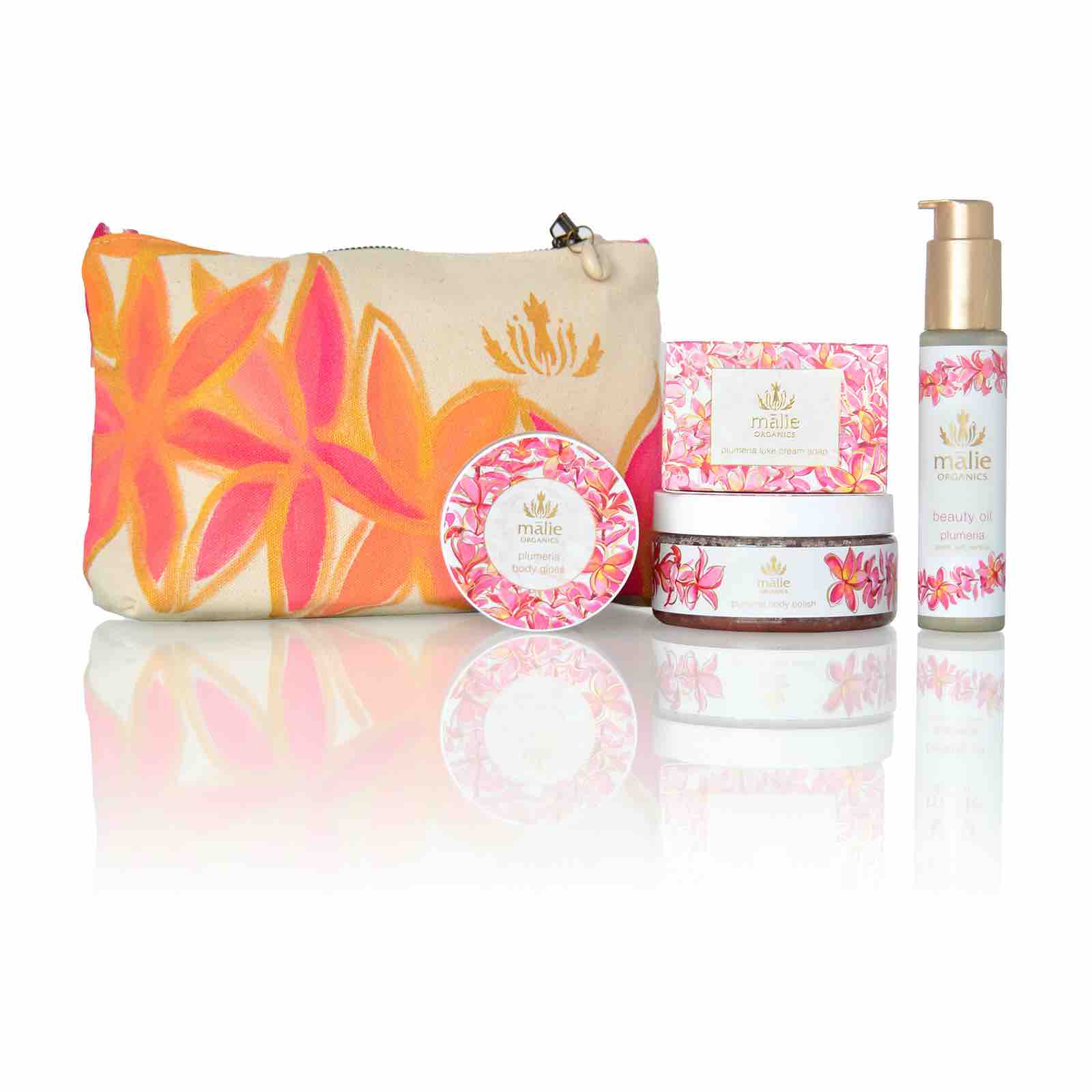 Plumeria Hand Painted Beauty Bag